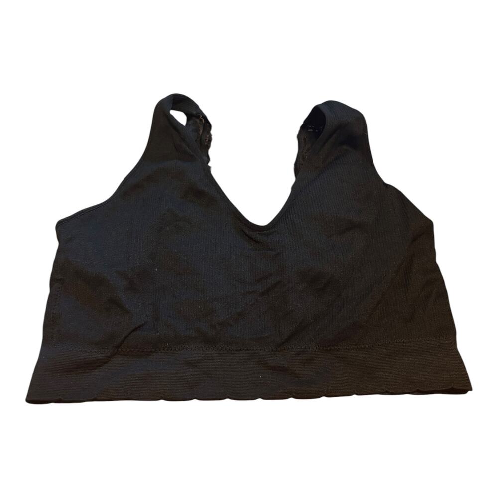Danskin Black Ribbed Bralette Lace Straps Size 2X